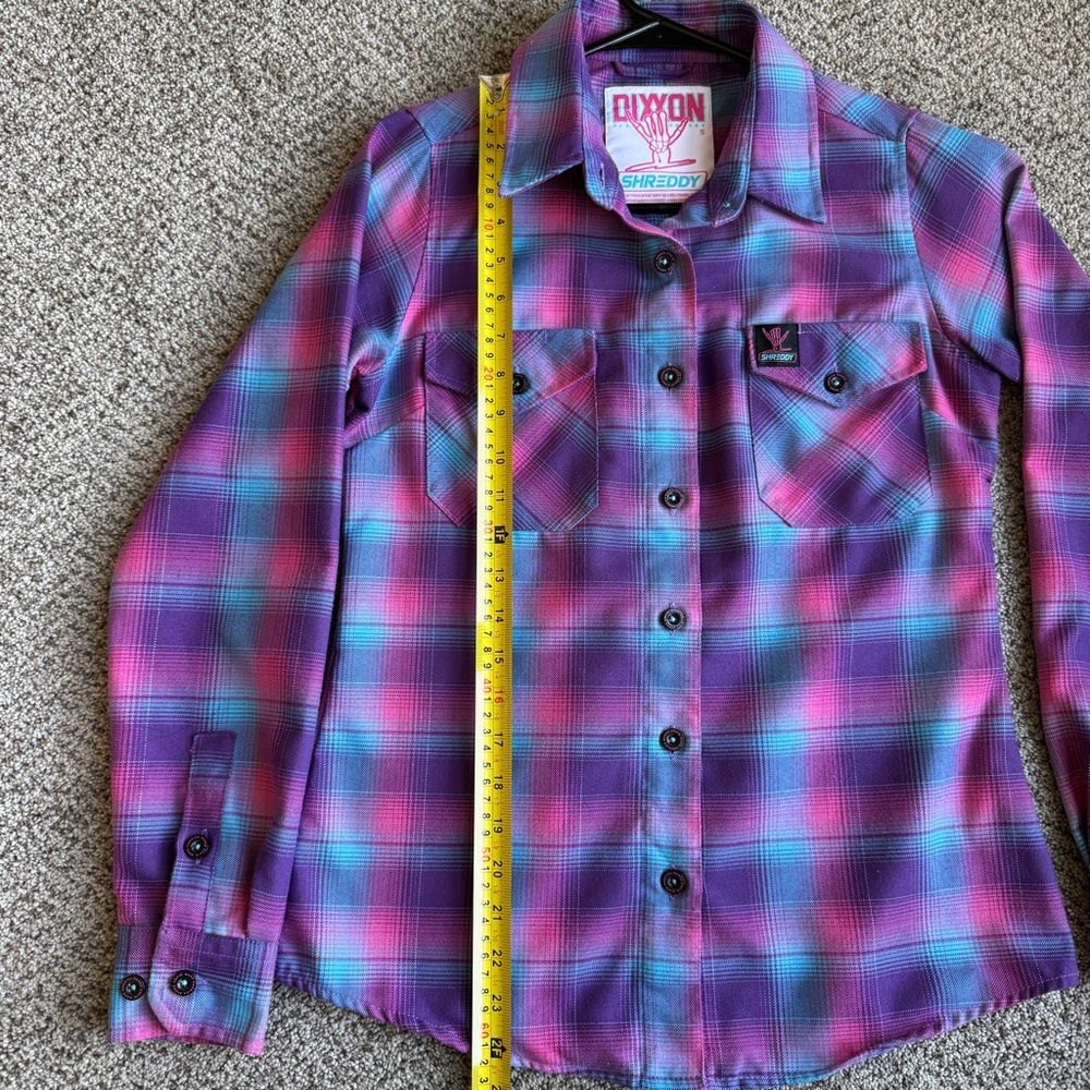 DIXXON x Shreddy Limited Edition Plaid Shirt Womens Purple and Pink - Picture 7 of 12